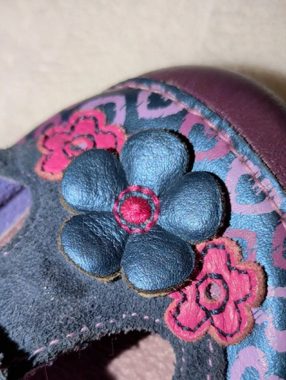 Stride Rite Cynthia Girls Purple and Black Floral Mary Janes